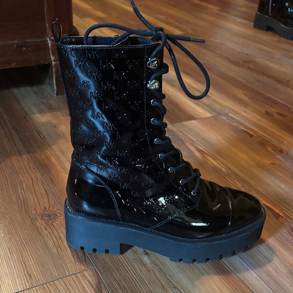 Michael Kors Glossy Black Moto Boots